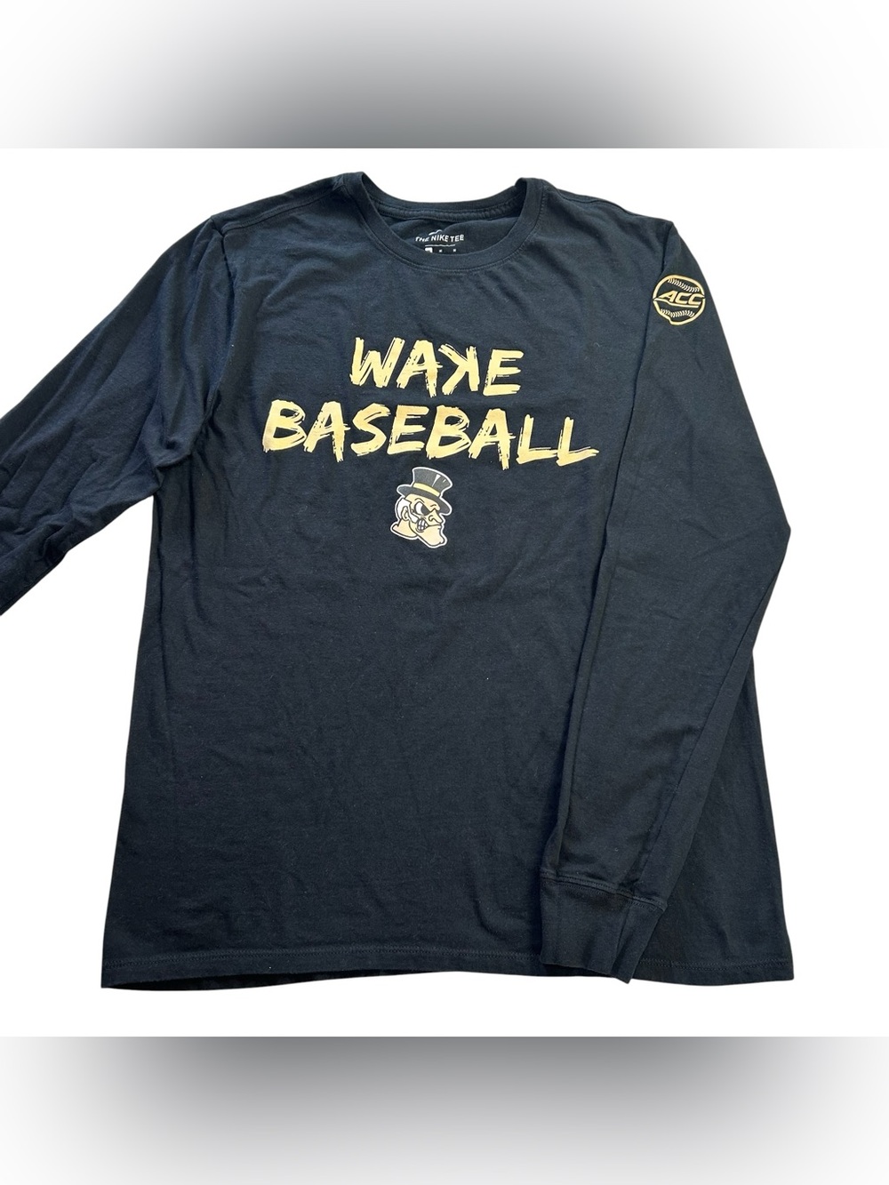 Nike Wake Forest Baseball TEAM ISSUED Men’s Long Sleeve T-Shirt Black ACC size M